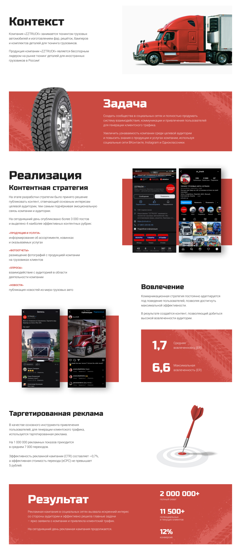 Тюнинг грузовых авто. SMM ВКонтакте, Instagram, Одноклассники